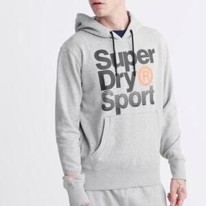 Superdry Sport Men's size XL French Terry Gray Athletic Hoodie Workout Casual
